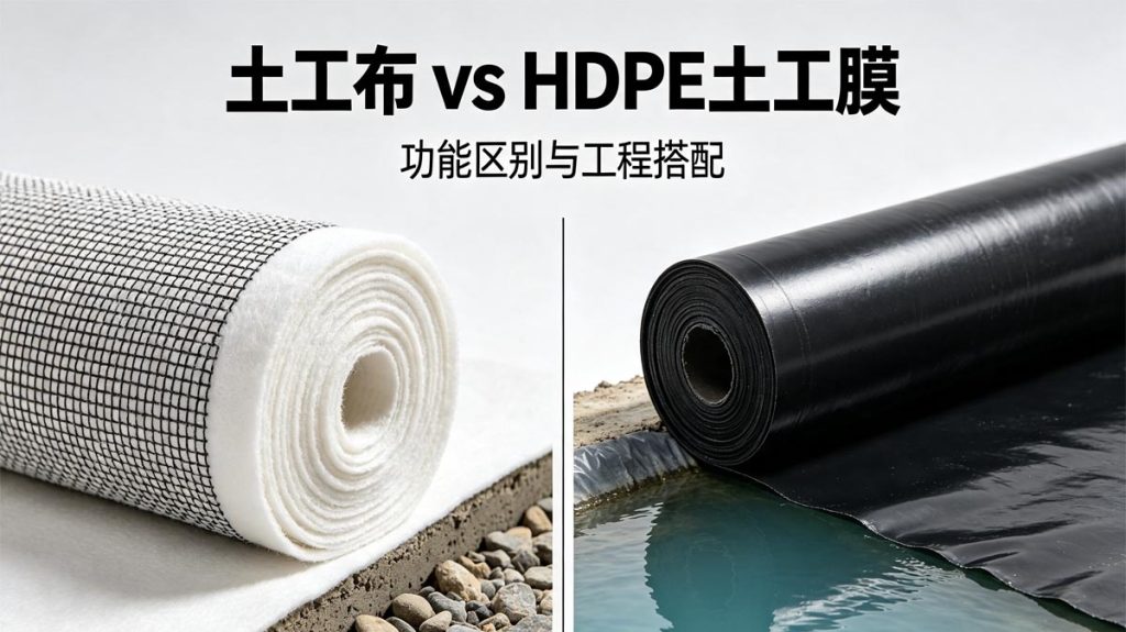 土工布 vs HDPE 土工膜区别,路基鱼塘选材对照